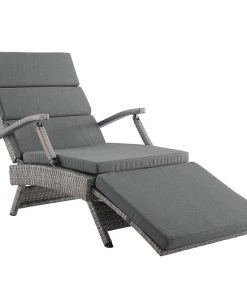 Modway Lounge Chair Outdoor Envisage Chaise Outdoor Patio Wicker Rattan Lounge Chair