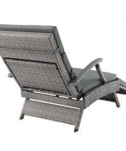 Modway Lounge Chair Outdoor Envisage Chaise Outdoor Patio Wicker Rattan Lounge Chair