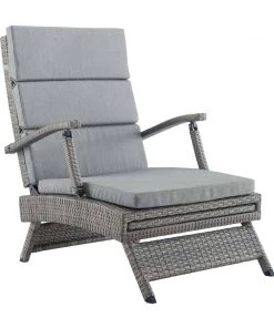 Modway Lounge Chair Outdoor Envisage Chaise Outdoor Patio Wicker Rattan Lounge Chair