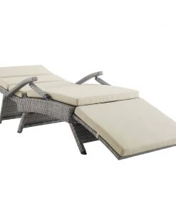 Modway Lounge Chair Outdoor Envisage Chaise Outdoor Patio Wicker Rattan Lounge Chair