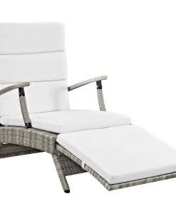 Modway Lounge Chair Outdoor Envisage Chaise Outdoor Patio Wicker Rattan Lounge Chair