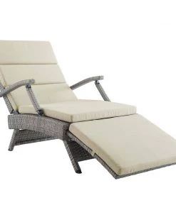 Modway Lounge Chair Outdoor Envisage Chaise Outdoor Patio Wicker Rattan Lounge Chair