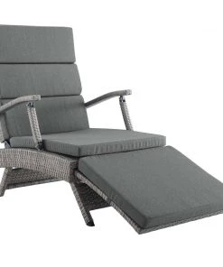 Modway Lounge Chair Outdoor Envisage Chaise Outdoor Patio Wicker Rattan Lounge Chair