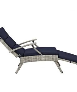 Modway Lounge Chair Outdoor Envisage Chaise Outdoor Patio Wicker Rattan Lounge Chair