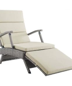 Modway Lounge Chair Outdoor Envisage Chaise Outdoor Patio Wicker Rattan Lounge Chair