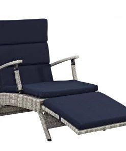 Modway Lounge Chair Outdoor Envisage Chaise Outdoor Patio Wicker Rattan Lounge Chair