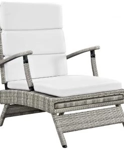 Modway Lounge Chair Outdoor Envisage Chaise Outdoor Patio Wicker Rattan Lounge Chair
