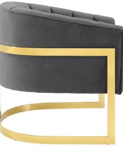 Modway Armchairs Esteem Vertical Channel Tufted Performance Velvet Accent Armchair Gray