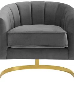 Modway Armchairs Esteem Vertical Channel Tufted Performance Velvet Accent Armchair Gray