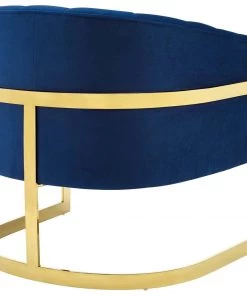 Modway Armchairs Esteem Vertical Channel Tufted Performance Velvet Accent Armchair Navy