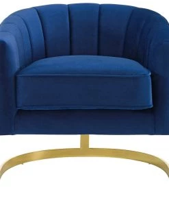 Modway Armchairs Esteem Vertical Channel Tufted Performance Velvet Accent Armchair Navy