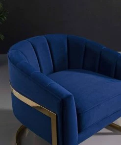 Modway Armchairs Esteem Vertical Channel Tufted Performance Velvet Accent Armchair Navy
