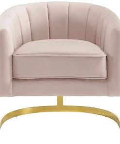 Modway Esteem Vertical Channel Tufted Performance Velvet Accent Armchair Pink