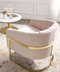 Modway Esteem Vertical Channel Tufted Performance Velvet Accent Armchair Pink