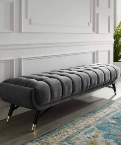 Modway Evince Button Tufted Accent Upholstered Fabric Bench Blue 8 Modway Evince Button Tufted Accent Upholstered Fabric Bench Blue