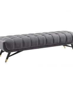 Modway Evince Button Tufted Accent Upholstered Fabric Bench Blue