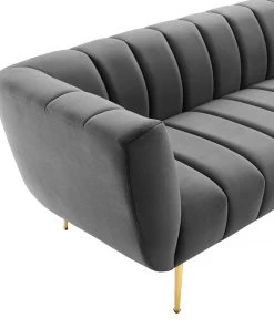 Modway Favour Channel Tufted Performance Velvet Sofa Gray SOFAS 13 Modway Favour Channel Tufted Performance Velvet Sofa Gray SOFAS