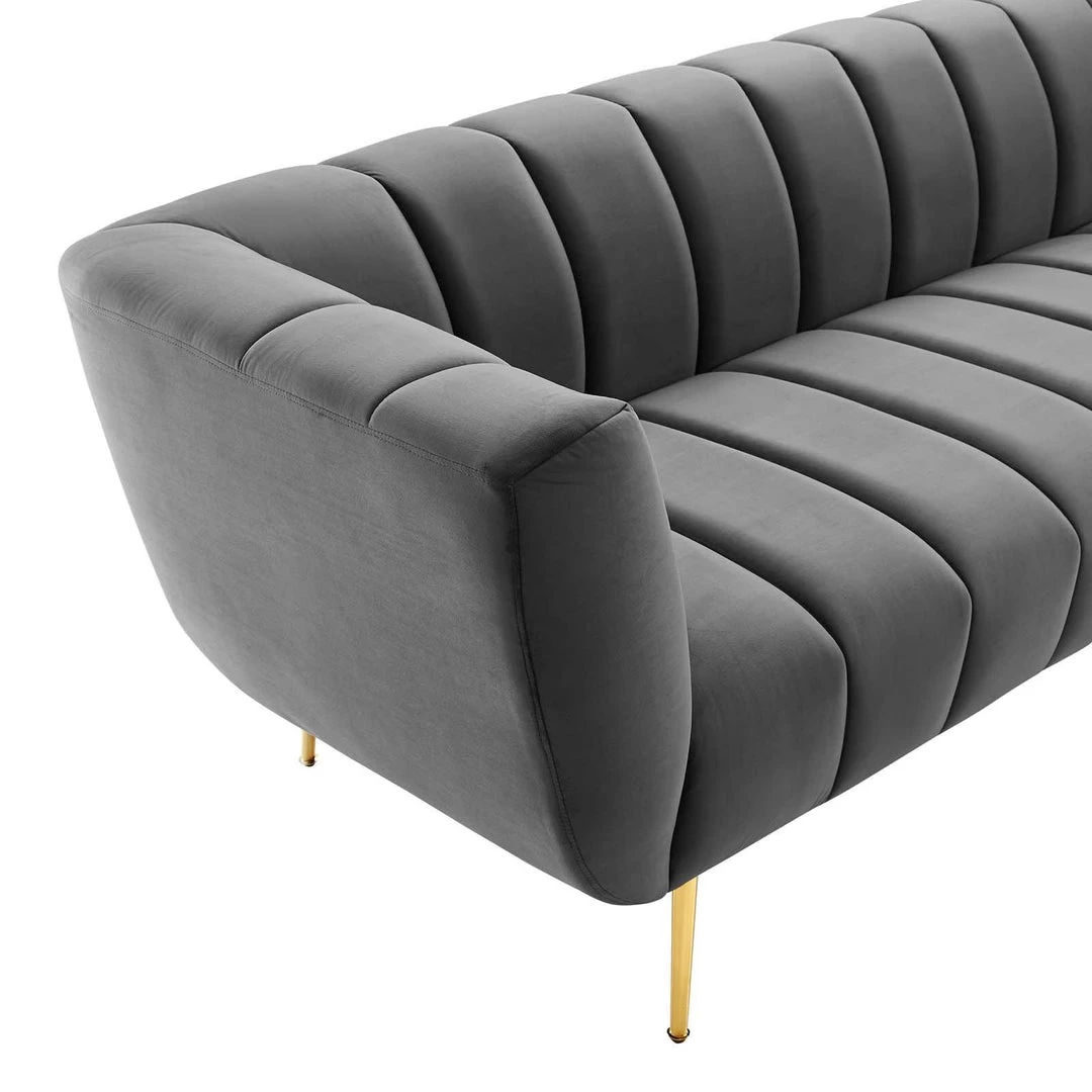 Modway Favour Channel Tufted Performance Velvet Sofa Gray SOFAS 5 Modway Favour Channel Tufted Performance Velvet Sofa Gray SOFAS