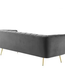 Modway Favour Channel Tufted Performance Velvet Sofa Gray SOFAS 11 Modway Favour Channel Tufted Performance Velvet Sofa Gray SOFAS
