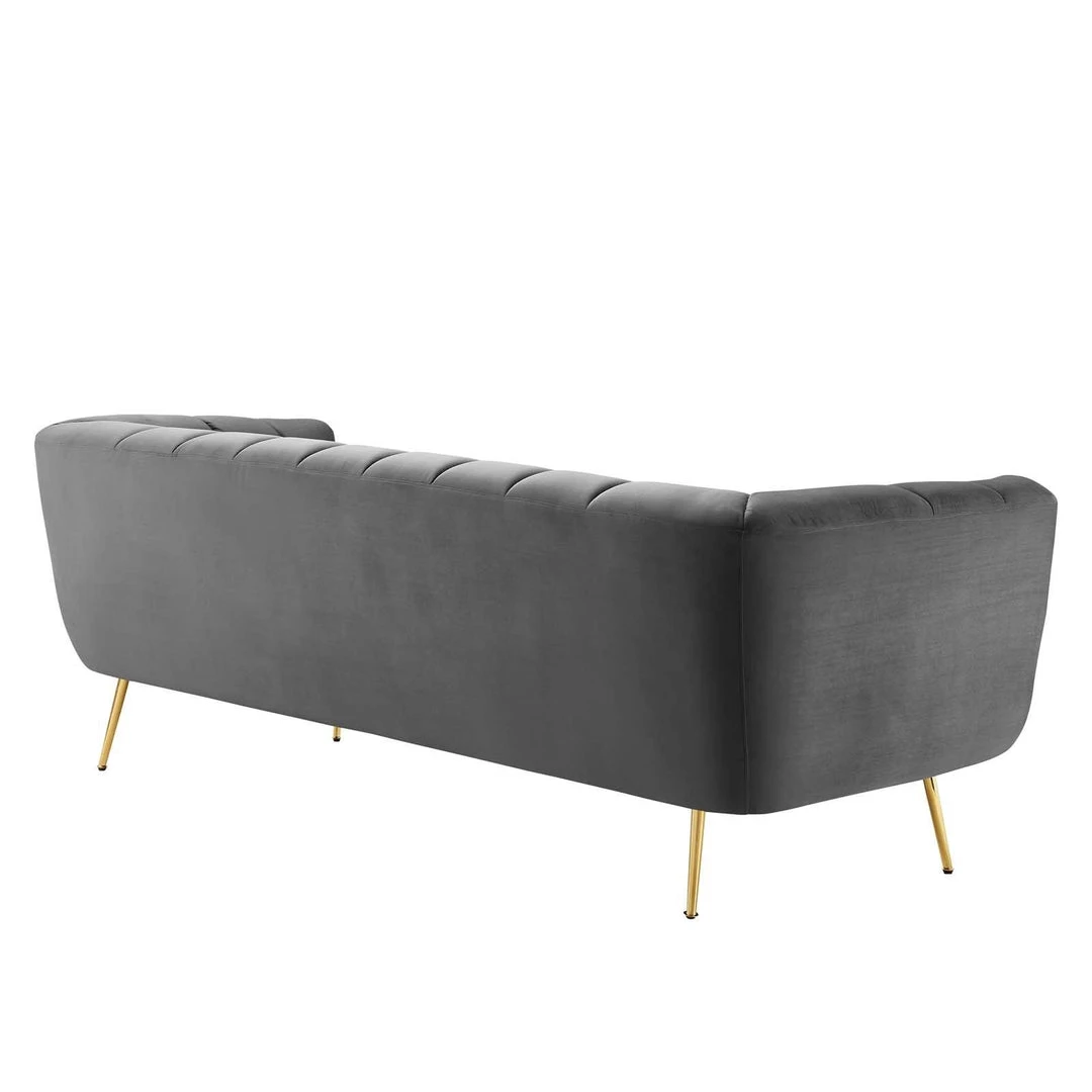 Modway Favour Channel Tufted Performance Velvet Sofa Gray SOFAS 3 Modway Favour Channel Tufted Performance Velvet Sofa Gray SOFAS
