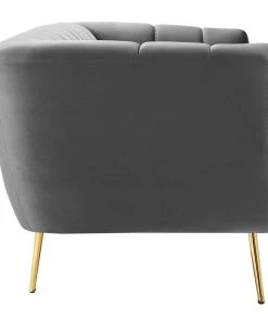 Modway Favour Channel Tufted Performance Velvet Sofa Gray SOFAS