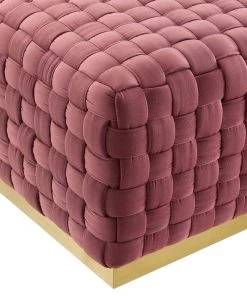 Modway Ottomans Florence Square Performance Velvet Ottoman Dusty Rose