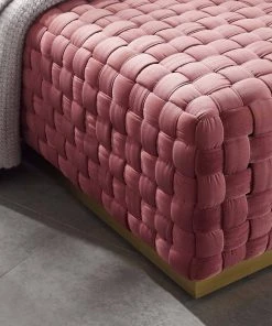 Modway Ottomans Florence Square Performance Velvet Ottoman Dusty Rose