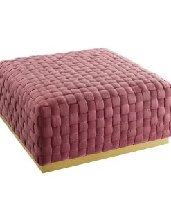 Modway Ottomans Florence Square Performance Velvet Ottoman Dusty Rose
