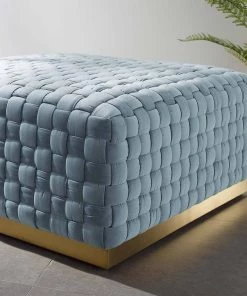 Modway Ottomans Florence Square Performance Velvet Ottoman Light Blue