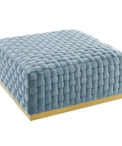 Modway Ottomans Florence Square Performance Velvet Ottoman Light Blue