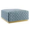Modway Ottomans Florence Square Performance Velvet Ottoman Light Blue