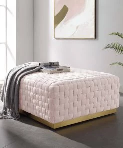 Modway Florence Square Performance Velvet Ottoman Pink Ottomans