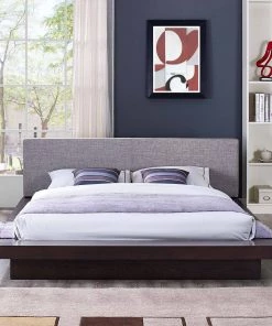 Modway Freja Queen Fabric Platform Bed Cappuccino Gray