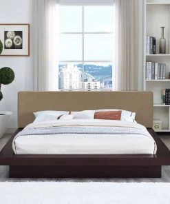 Modway Freja Queen Fabric Platform Bed Cappuccino Latte