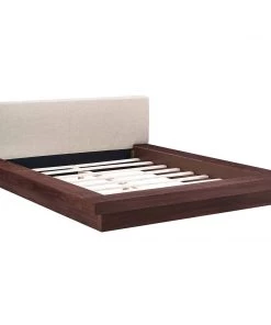 Modway Beds Freja Queen Fabric Platform Bed Walnut Beige