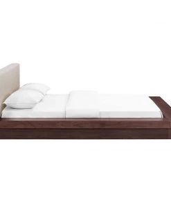 Modway Beds Freja Queen Fabric Platform Bed Walnut Beige