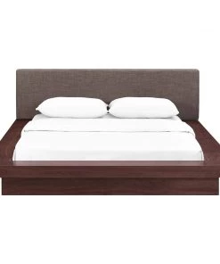 Modway Beds Freja Queen Fabric Platform Bed Walnut Brown