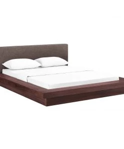 Modway Beds Freja Queen Fabric Platform Bed Walnut Brown
