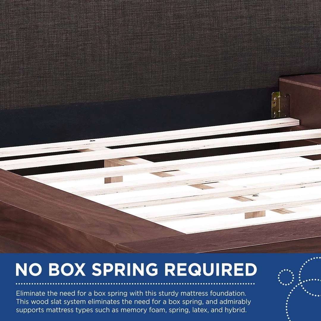 Modway Beds Freja Queen Fabric Platform Bed Walnut Latte 5 Modway Beds Freja Queen Fabric Platform Bed Walnut Latte