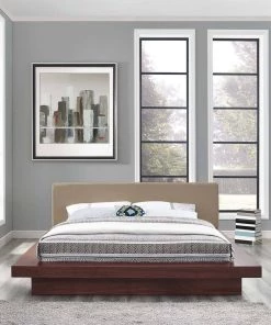Modway Beds Freja Queen Fabric Platform Bed Walnut Latte 14 Modway Beds Freja Queen Fabric Platform Bed Walnut Latte