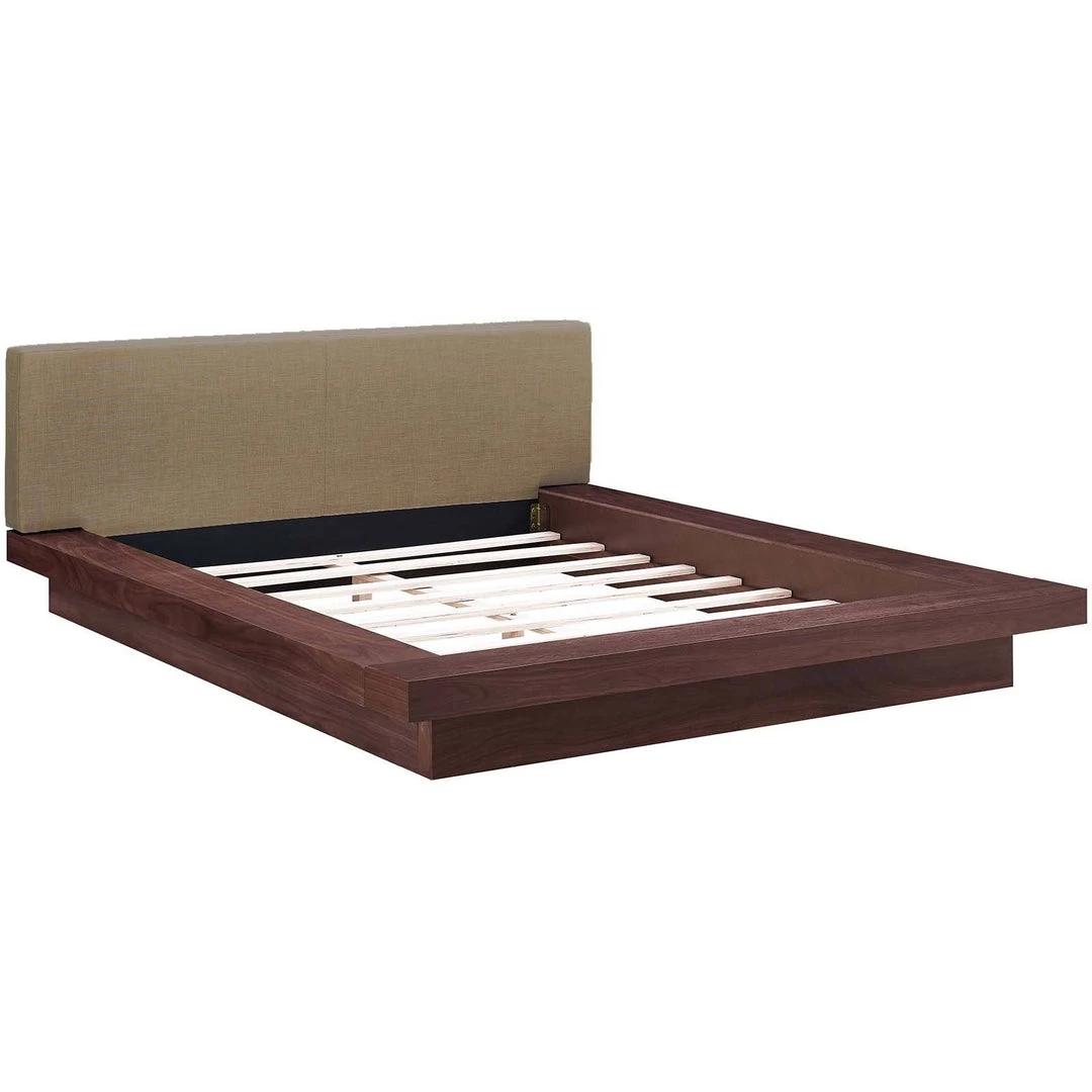 Modway Beds Freja Queen Fabric Platform Bed Walnut Latte 2 Modway Beds Freja Queen Fabric Platform Bed Walnut Latte