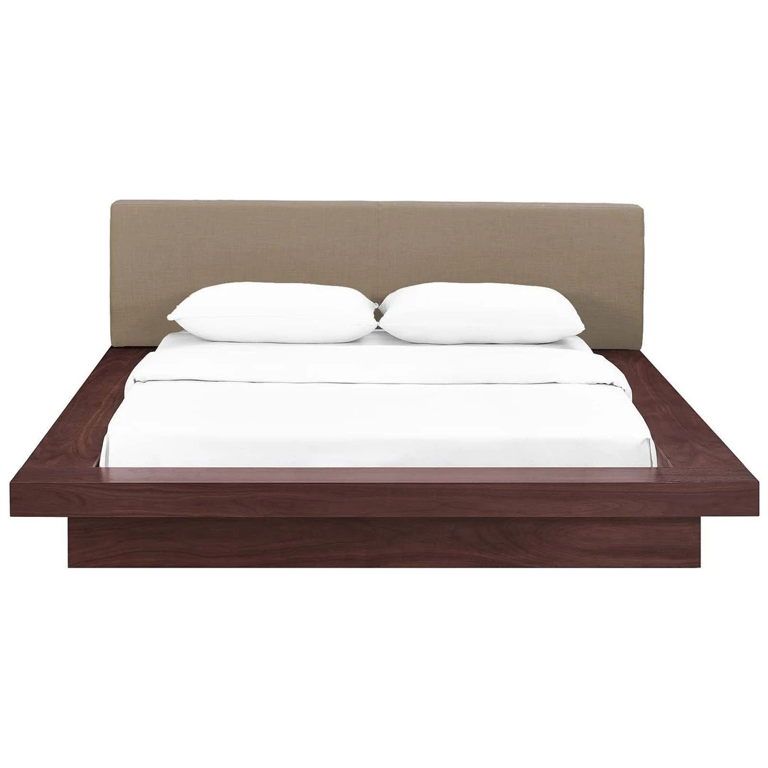 Modway Beds Freja Queen Fabric Platform Bed Walnut Latte 4 Modway Beds Freja Queen Fabric Platform Bed Walnut Latte