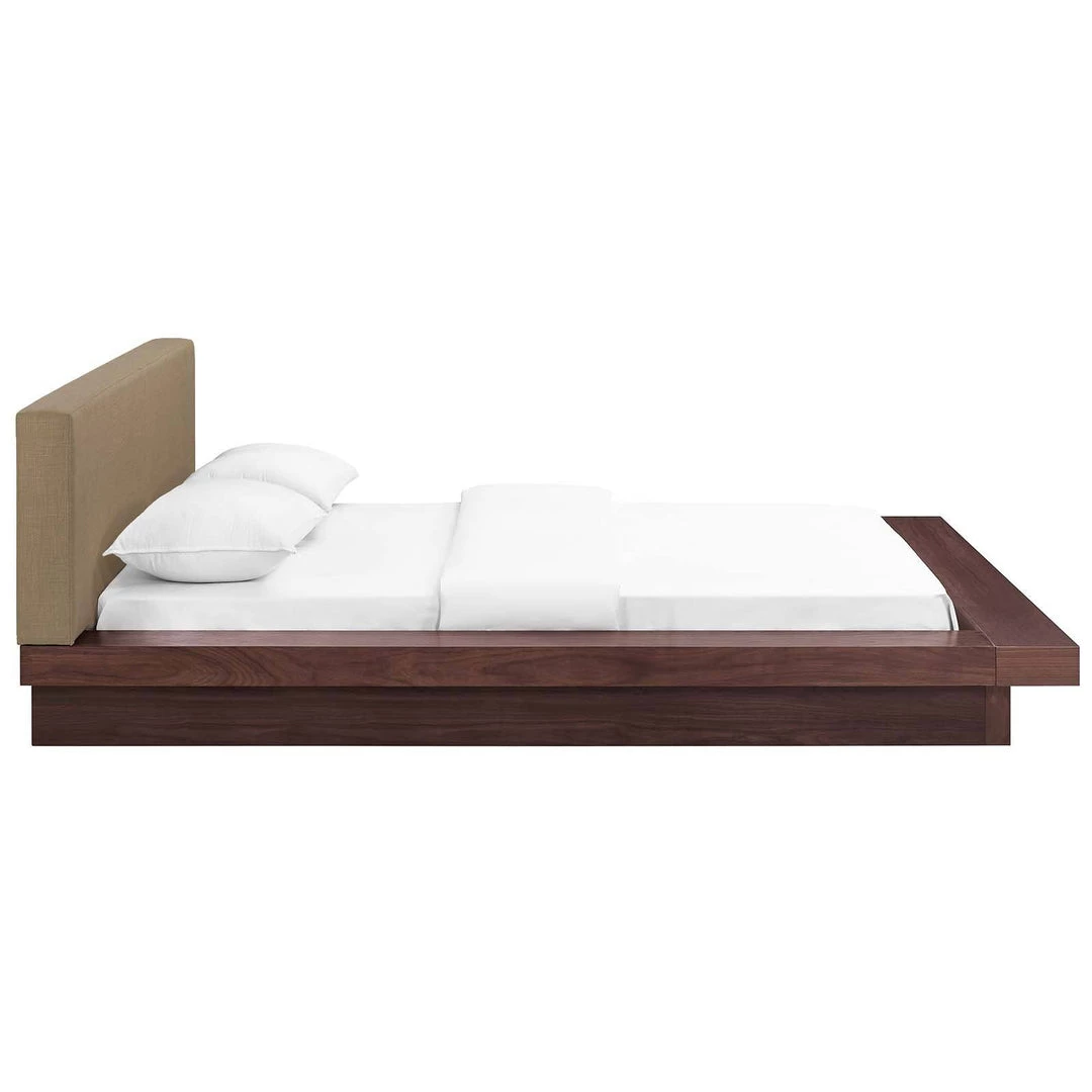 Modway Beds Freja Queen Fabric Platform Bed Walnut Latte 3 Modway Beds Freja Queen Fabric Platform Bed Walnut Latte