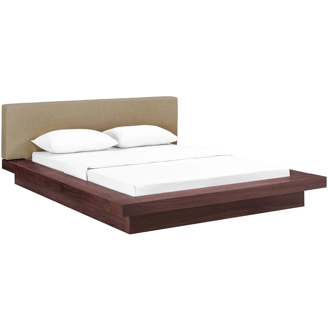 Modway Beds Freja Queen Fabric Platform Bed Walnut Latte 1 Modway Beds Freja Queen Fabric Platform Bed Walnut Latte