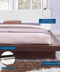 Modway Freja Queen Vinyl Platform Bed Walnut White