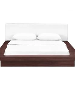 Modway Freja Queen Vinyl Platform Bed Walnut White