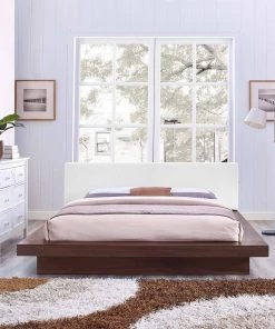 Modway Freja Queen Vinyl Platform Bed Walnut White