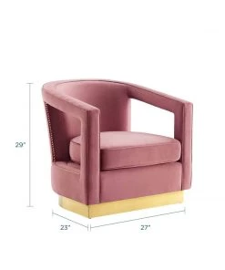 Modway Frolick Performance Velvet Armchair Dusty Rose