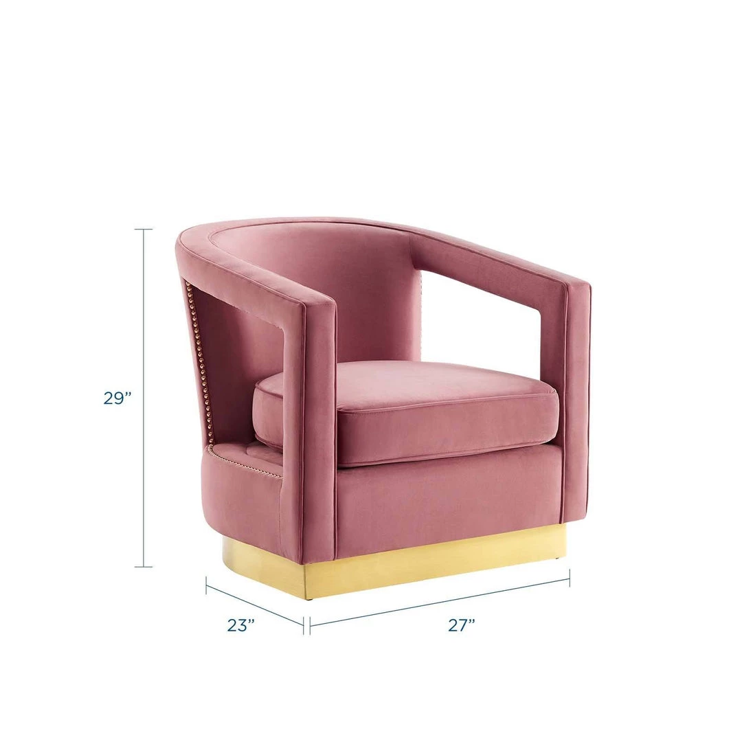 Modway Frolick Performance Velvet Armchair Dusty Rose 2 Modway Frolick Performance Velvet Armchair Dusty Rose