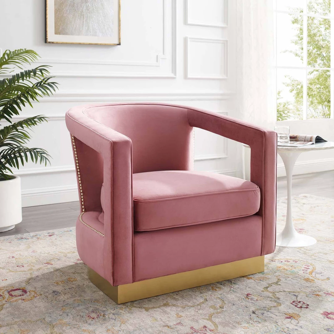 Modway Frolick Performance Velvet Armchair Dusty Rose 9 Modway Frolick Performance Velvet Armchair Dusty Rose